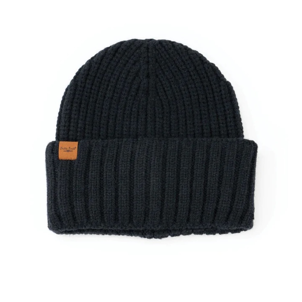 NEW Warm Black Knit Beanie Britts Knits. Perfect cozy gift in fall or winter!